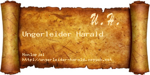 Ungerleider Harald névjegykártya